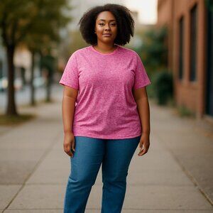 Pink Heathered Womens XL Short Sleeve T-Shirt Premium Knit Fabric